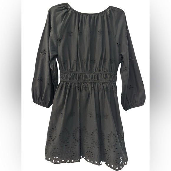 Universal Thread Black Eyelet Dress,Features,gathered waist,three-quartersleeves - Picture 3 of 10
